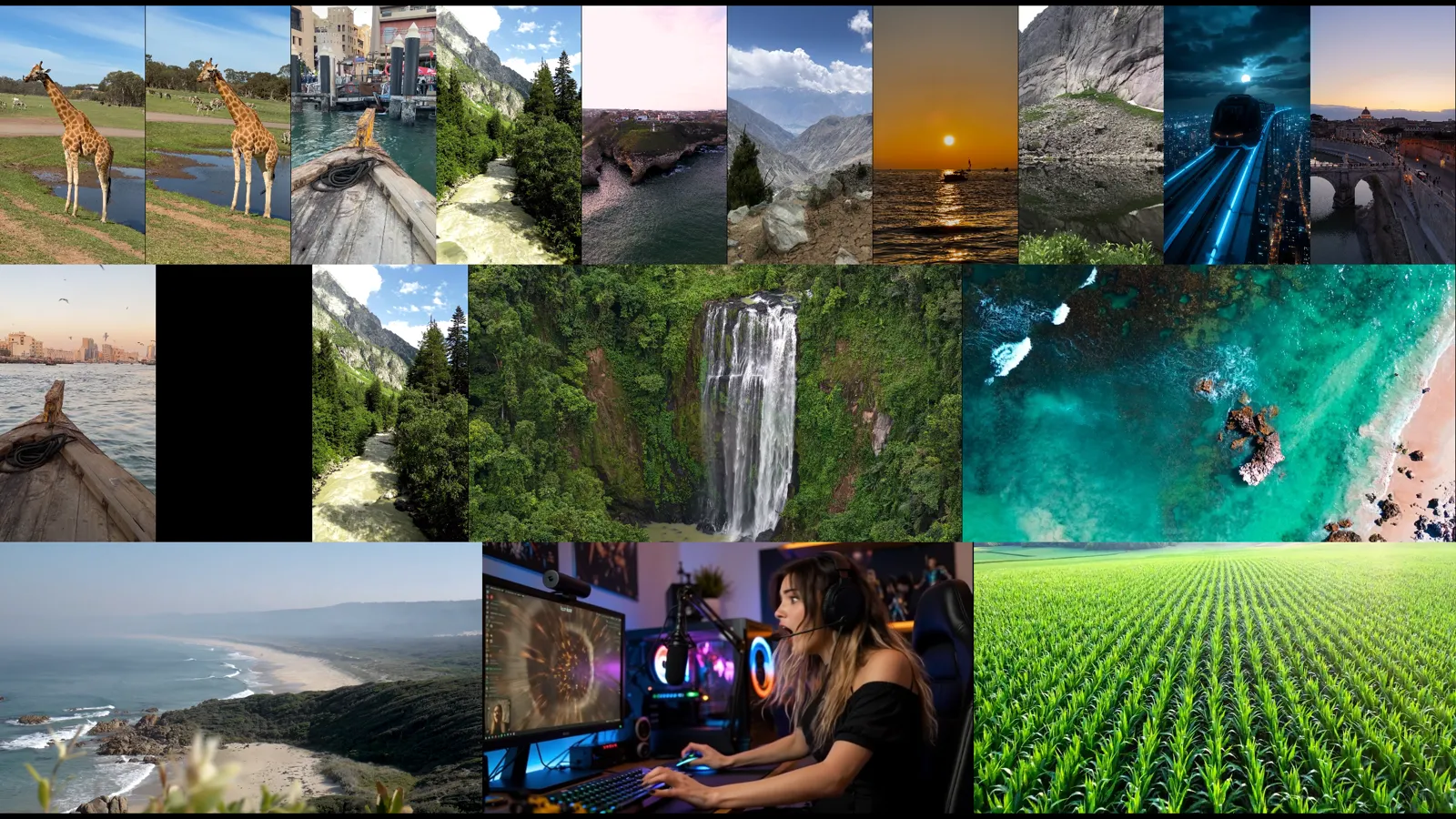 Ultiplay in Mosaic Mode — players auto-fitted to varying aspect ratios